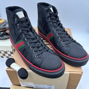 Men’s Gucci 1977 tennis high top sneakers size 15.5 made in Italy